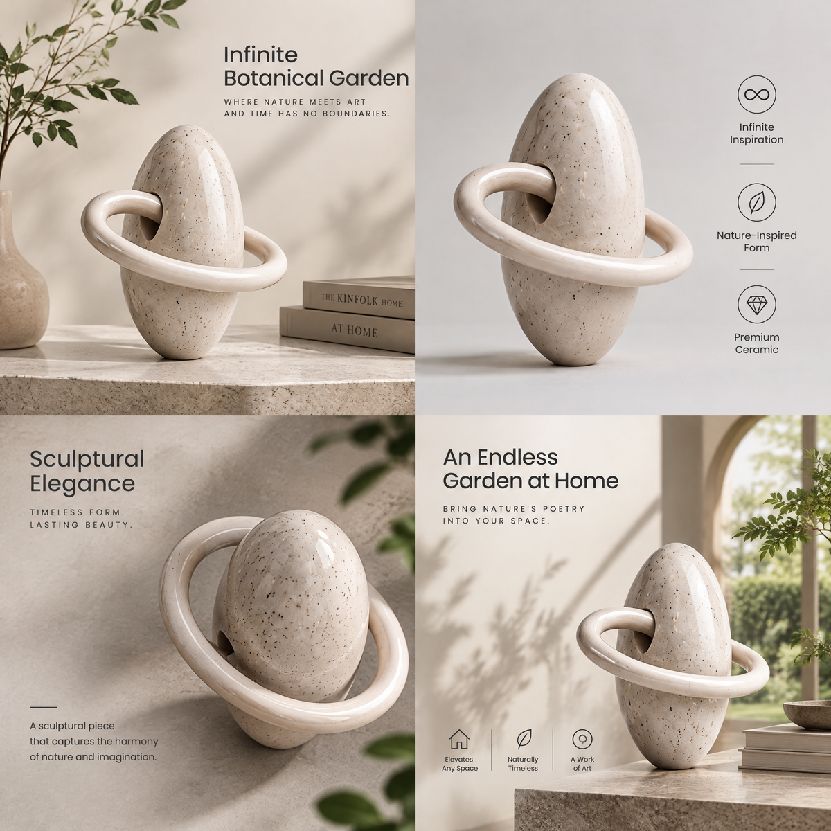 Infinite Botanical Garden Ceramic Ring Sculpture