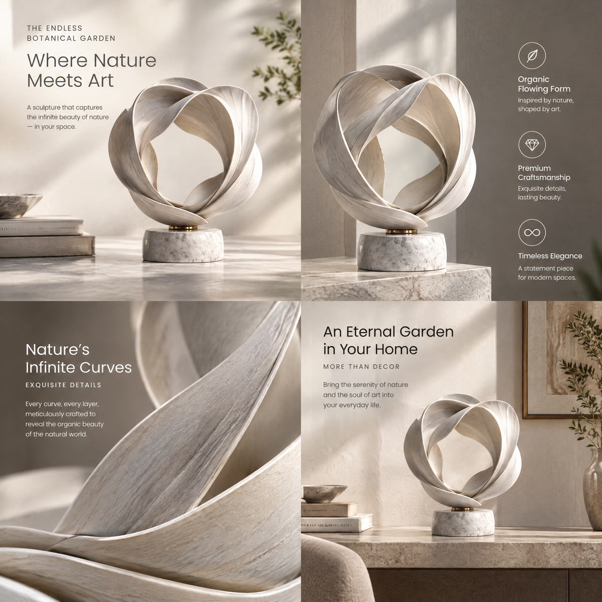 The Endless Botanical Garden Interlocking Ribbon Abstract Sculpture