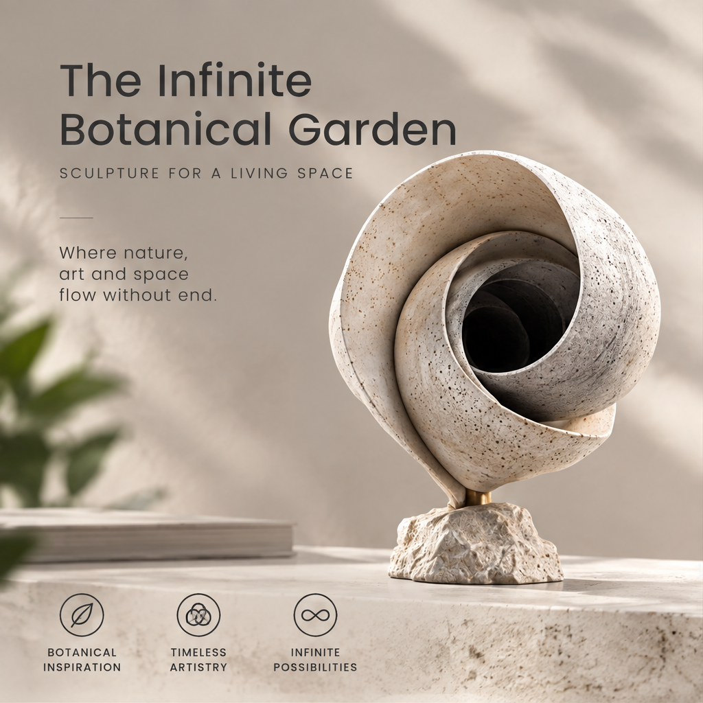 Infinite Botanical Garden Nautilus Spiral Abstract Sculpture
