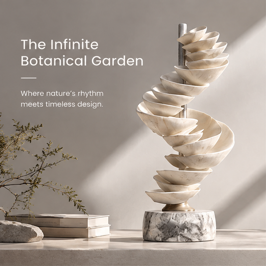 The Infinite Botanical Garden Stacked Petal Helix Sculpture