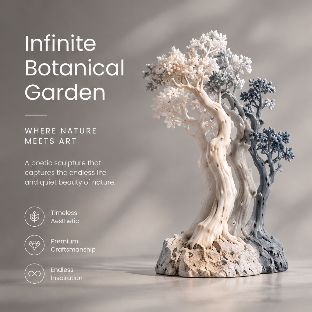 Infinite Botanical Garden Dual-Tone Twin Tree Sculpture