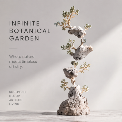 Infinite Botanical Garden Stacked Rock Tower Sculpture