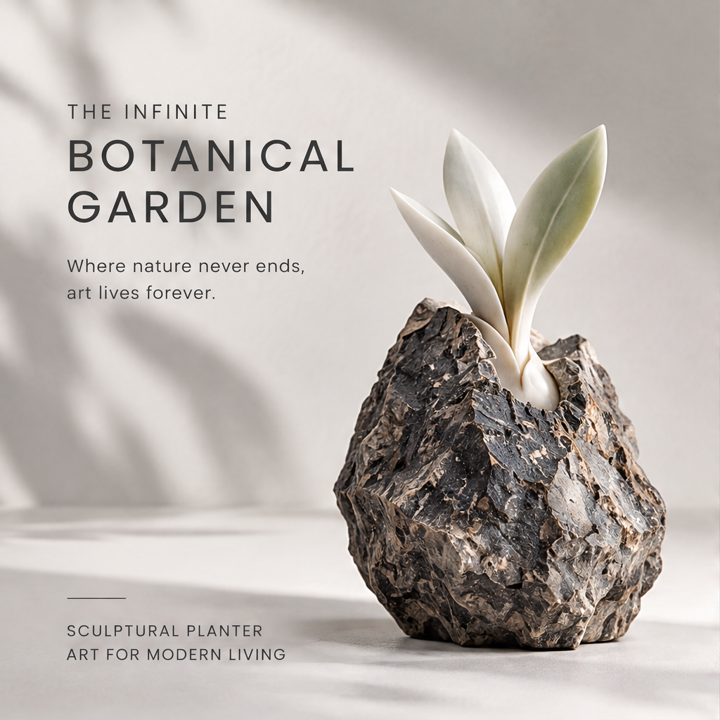 The Infinite Botanical Garden Stone Sprout Sculpture