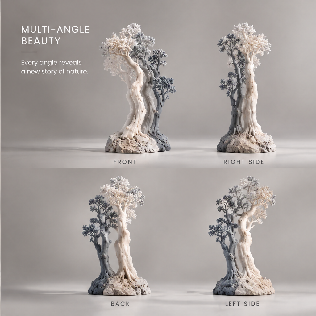 Infinite Botanical Garden Dual-Tone Twin Tree Sculpture