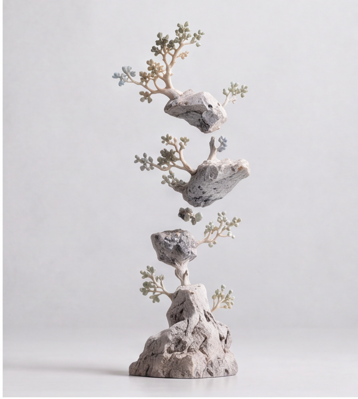 Infinite Botanical Garden Stacked Rock Tower Sculpture