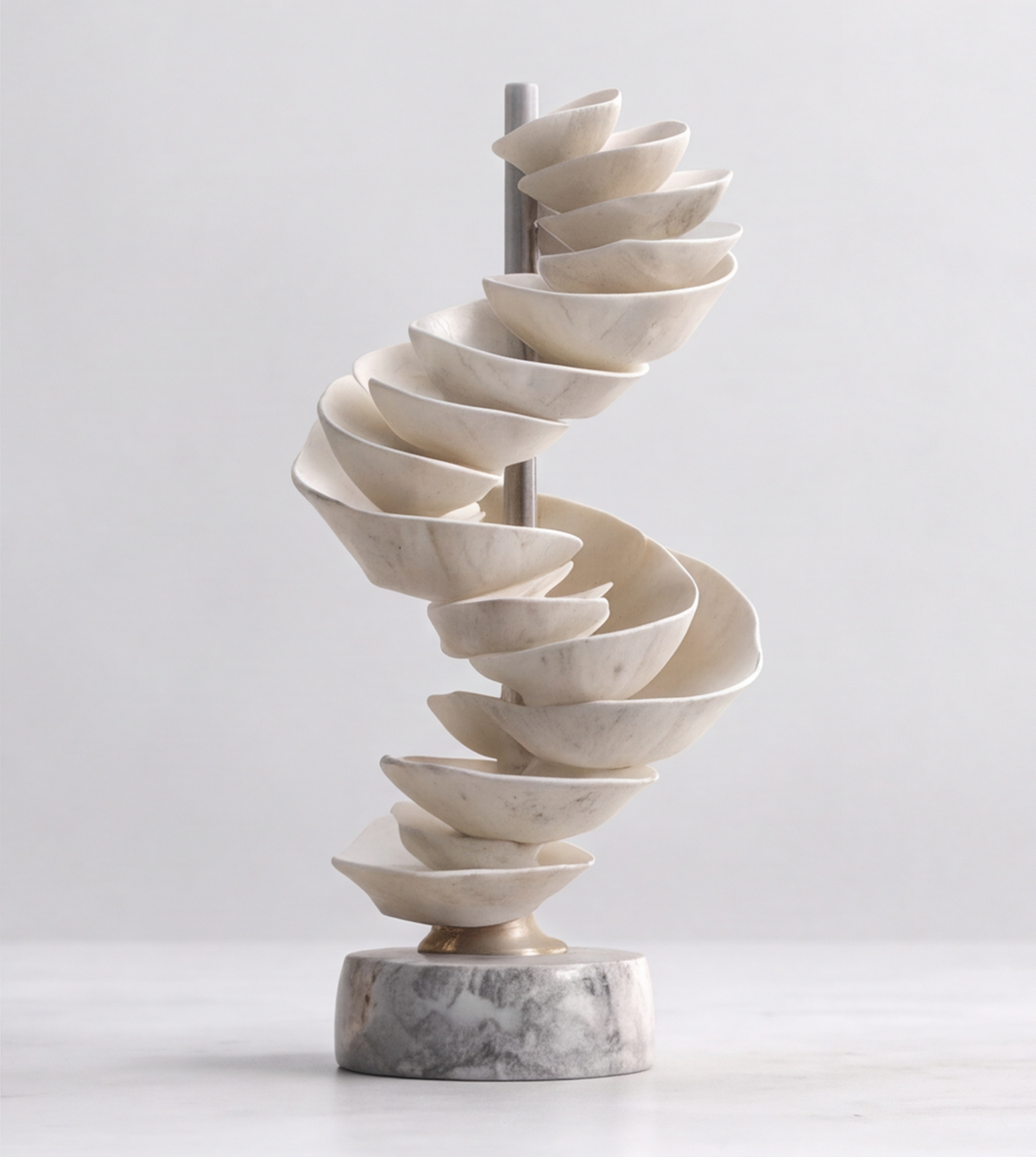 The Infinite Botanical Garden Stacked Petal Helix Sculpture