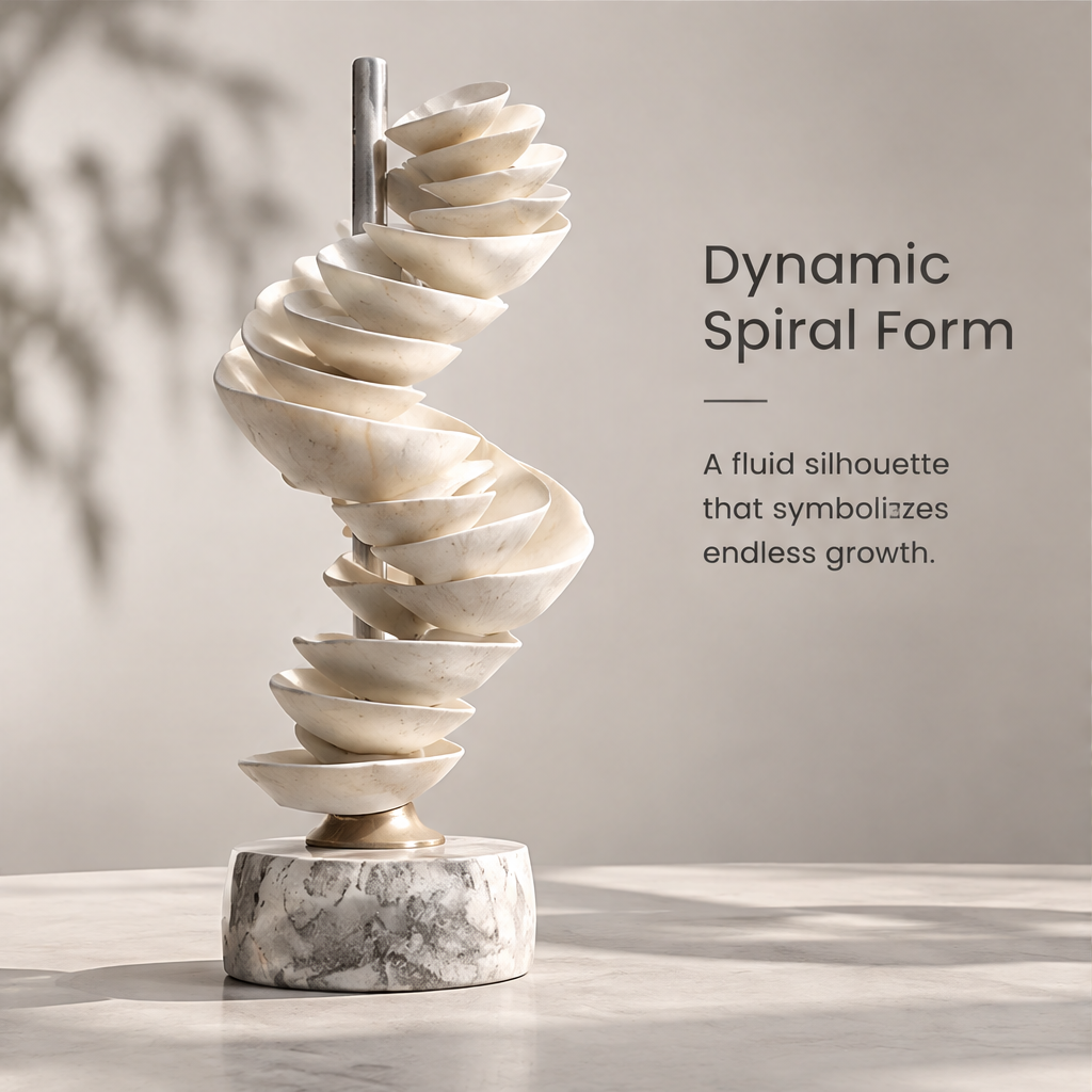 The Infinite Botanical Garden Stacked Petal Helix Sculpture