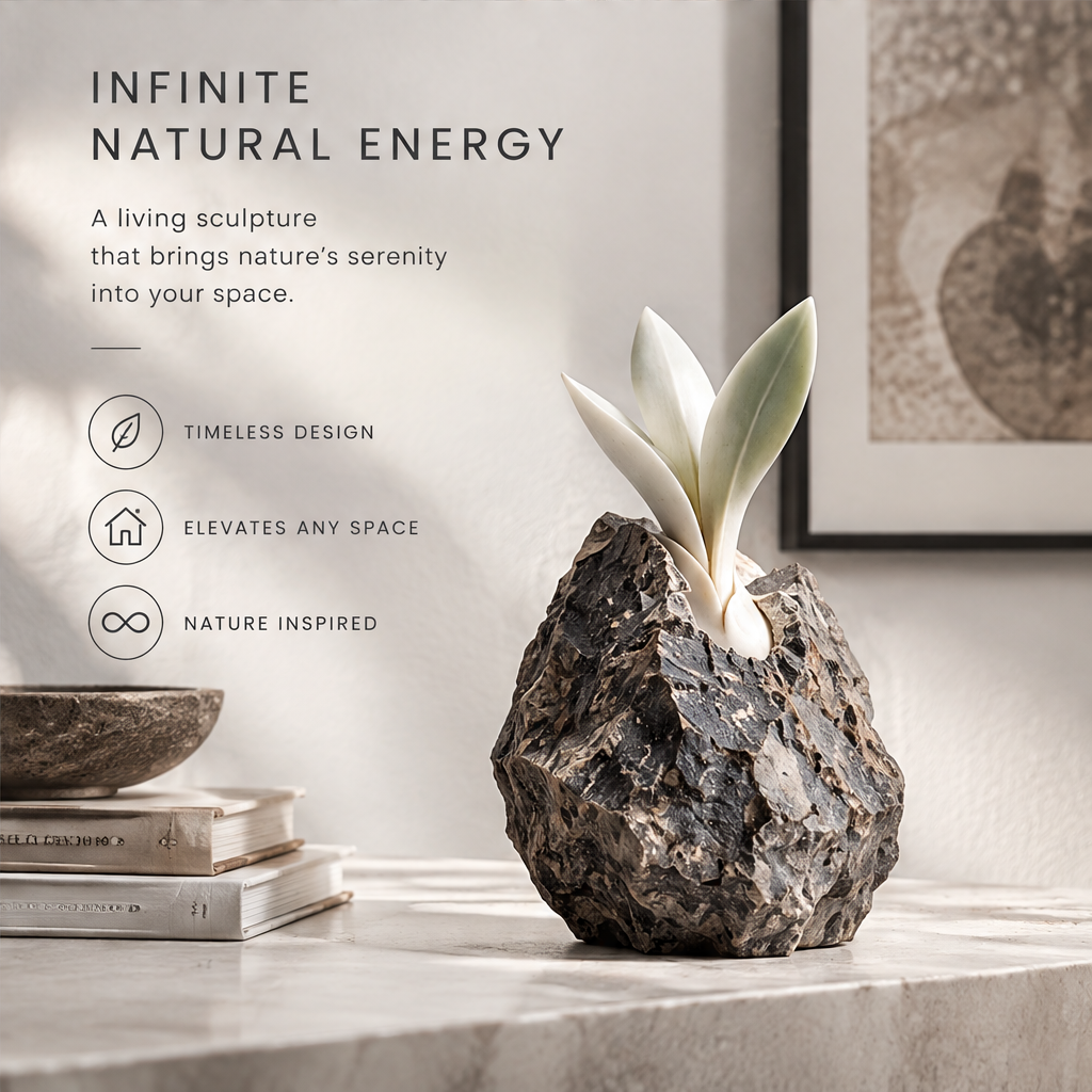 The Infinite Botanical Garden Stone Sprout Sculpture