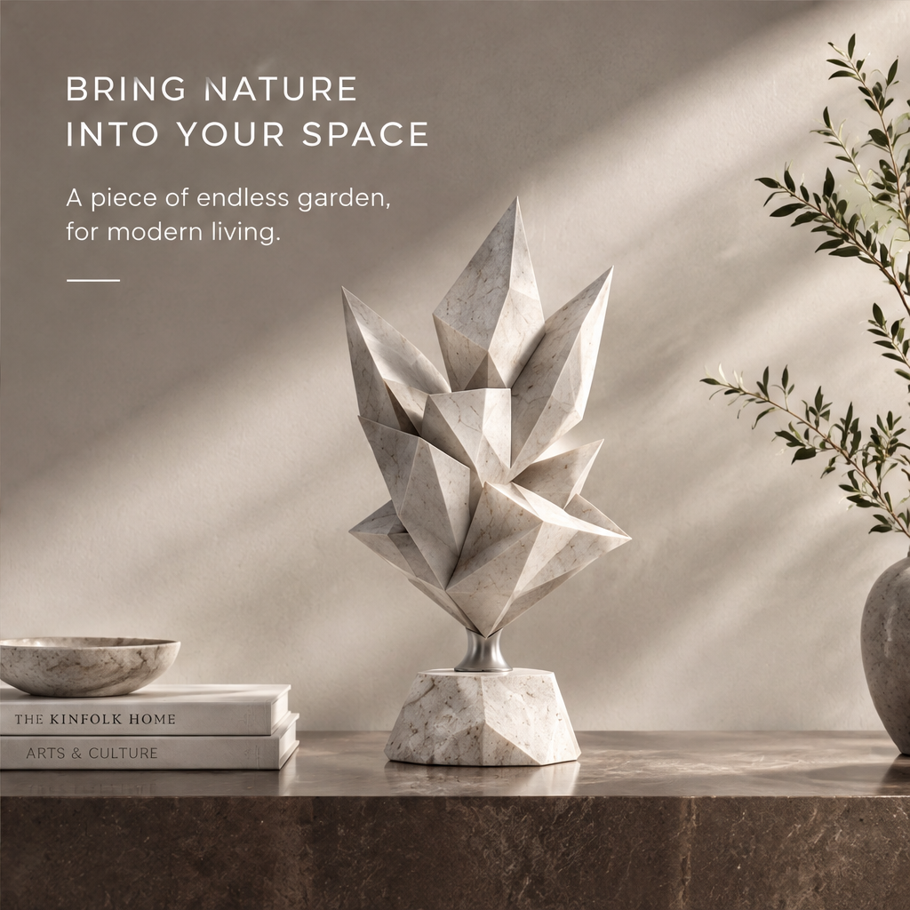 The Boundless Botanic Garden Geometric Crystal Leaf Sculpture