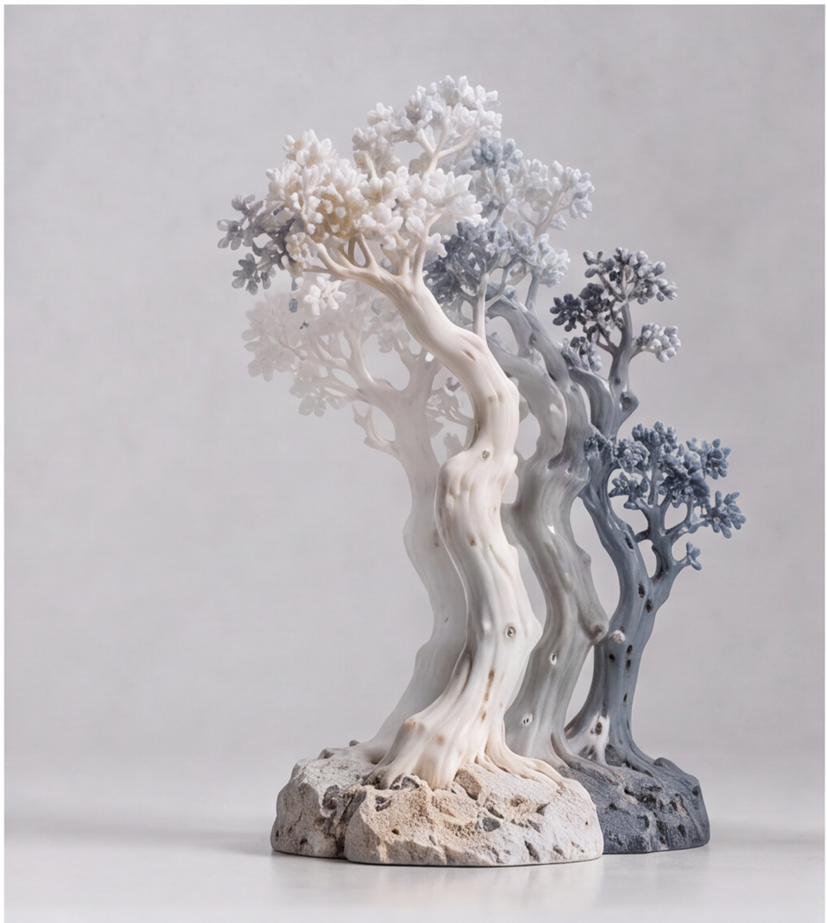 Infinite Botanical Garden Dual-Tone Twin Tree Sculpture