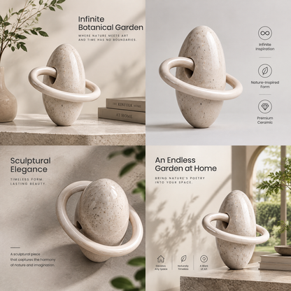Infinite Botanical Garden Ceramic Ring Sculpture