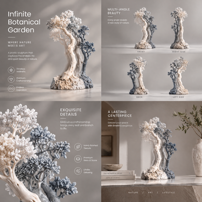 Infinite Botanical Garden Dual-Tone Twin Tree Sculpture