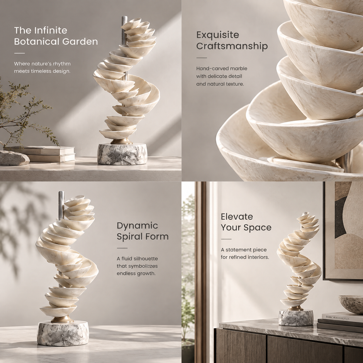 The Infinite Botanical Garden Stacked Petal Helix Sculpture