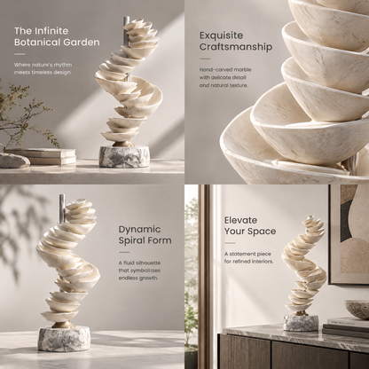 The Infinite Botanical Garden Stacked Petal Helix Sculpture